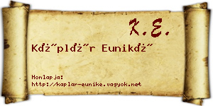 Káplár Euniké névjegykártya